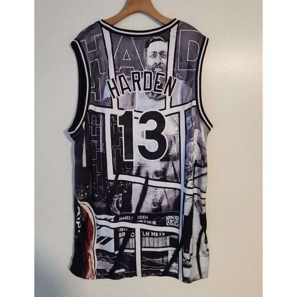 Brooklyn Nets James Harden Jersey Custom Graphic Print Sewn Numbers Mens 3XL - Picture 10 of 13